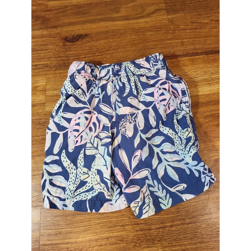Lilly Pulitzer Junior Boys Capri Swim Trunks XS Blue‎ Nautical Seaweed Swimsuit